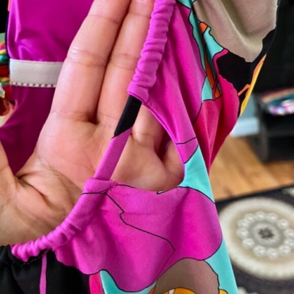 Trina Turk NWT Gemini Plunge Neck Printed One Piece Swimsuit In Multi Color SZ10 - Picture 9 of 16